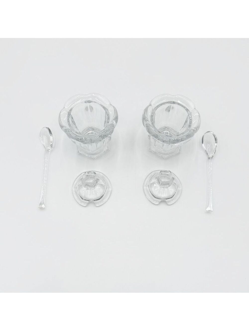 Pair of Baccarat Crystal Harcourt Missouri Jam Jars Lidded with Spoons - Picture 6 of 9